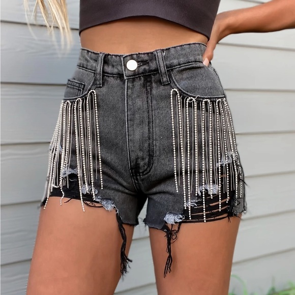Fringe Jean Shorts - Picture 3 of 3